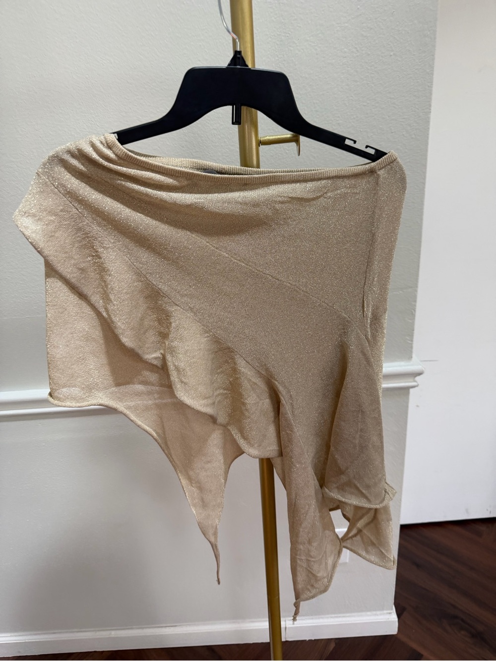 Lioness Asymmetrical Ruffle Mini Skirt in Champagne Gold - Picture 2 of 5